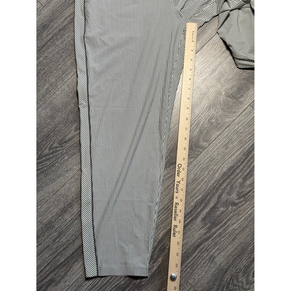 Athleta Brooklyn Textured Ankle Pant White Grey Stripe 12P Petite Pinstripe - Picture 6 of 13